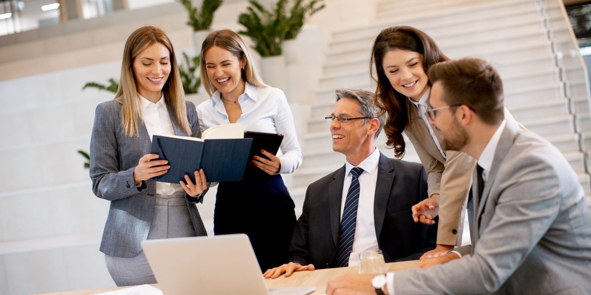 Young startup team working in the modern office